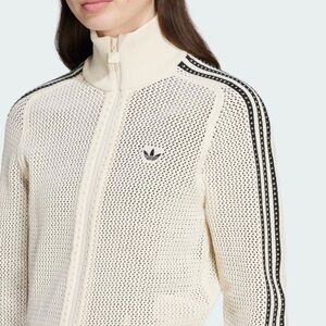NWT Adidas Off-White Knit Jacket with Black Stripes